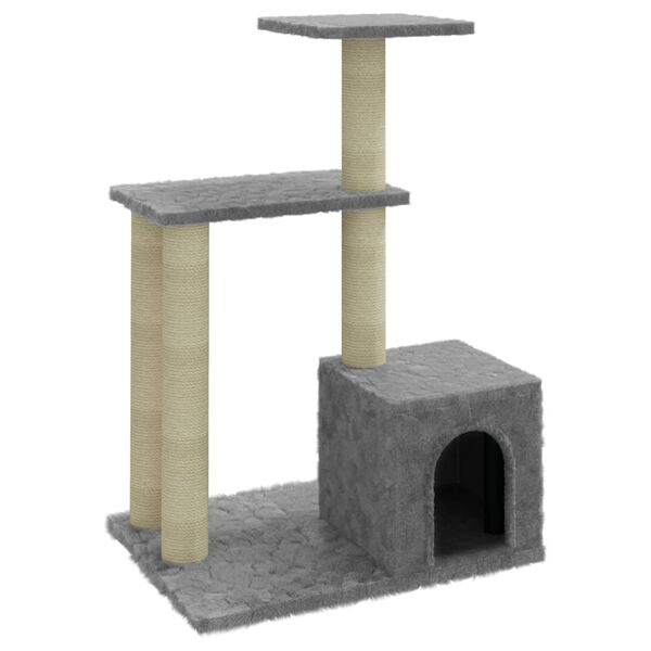vidaXL Arbre &agrave; chat avec griffoirs en sisal Gris clair 71 cm