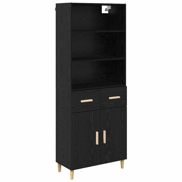 vidaXL Haut Armoire Ch&ecirc;ne noir 69,5 x 32,5 x 180 cm Bois d'ing&eacute;nierie