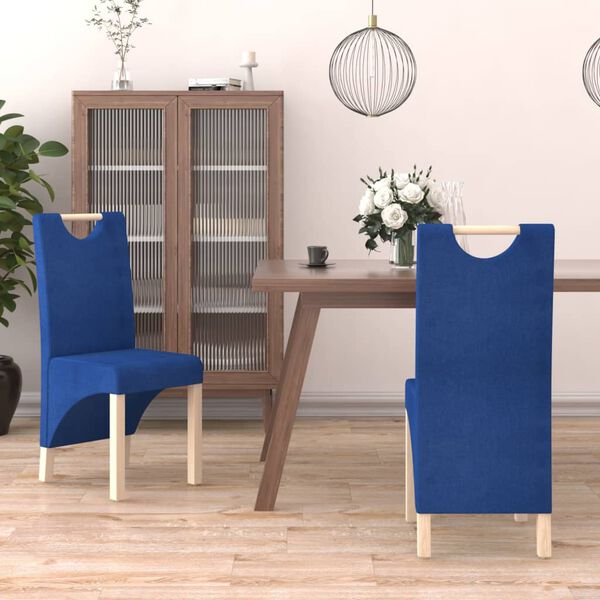 vidaXL Chaises &agrave; manger lot de 2 bleu tissu