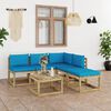 vidaXL Salon de jardin 6 pcs avec coussins bleu clair
