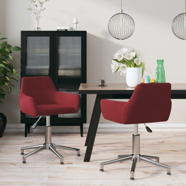 vidaXL Chaises pivotantes &agrave; manger lot de 2 Rouge bordeaux Velours