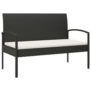 vidaXL Banc de jardin avec coussin noir 105 cm r&eacute;sine tress&eacute;e