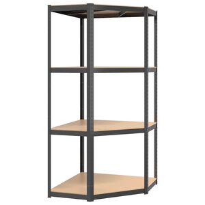 vidaXL &Eacute;tag&egrave;re d'angle &agrave; 4 niveaux Anthracite Acier bois d'ing&eacute;nierie