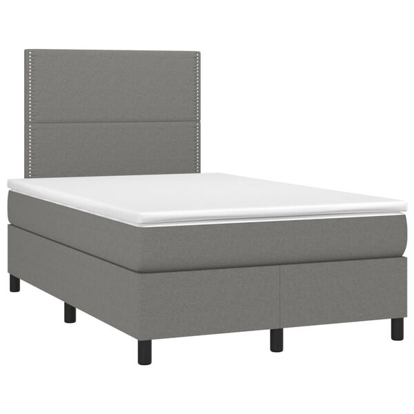 vidaXL Sommier &agrave; lattes de lit et matelas et LED Gris fonc&eacute; 120x200 cm