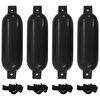 vidaXL Pare-choc de bateau 4 pcs noir &Oslash; 14x50 cm PVC