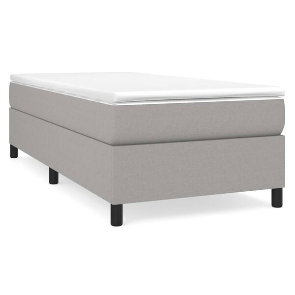 vidaXL Sommier &agrave; lattes de lit et matelas Gris clair 90x190 cm Tissu
