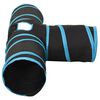 vidaXL Tunnel pour chats à 3 voies Noir et bleu 90 cm Polyester