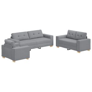 vidaXL Canap&eacute; 3 pc Gris clair Tissu en lin m&eacute;lang&eacute;