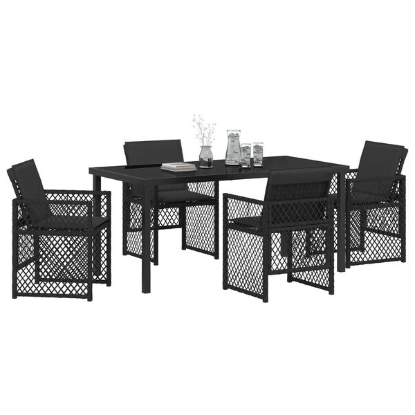 vidaXL Ensemble de salle &agrave; manger pour jardin 5 pcs Noir polyrotin