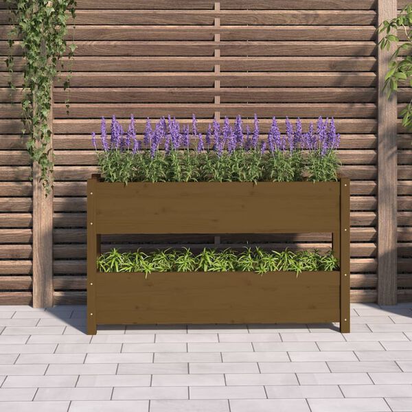 vidaXL Jardinière Marron miel 112x25x66 cm Bois massif de pin