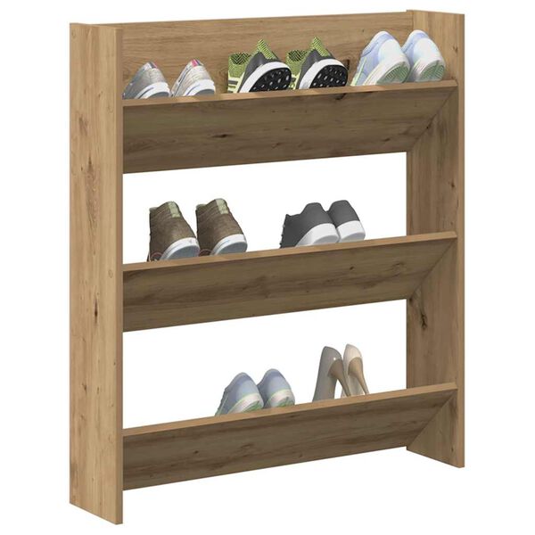 vidaXL Armoire &agrave; chaussures murale ch&ecirc;ne artisanal bois d'ing&eacute;nierie