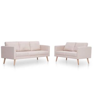 vidaXL Ensemble de canap&eacute; 2 pcs tissu cr&egrave;me