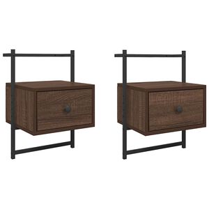vidaXL Table de chevet murale 2 pcs ch&ecirc;ne marron 35x30x51 cm