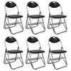 vidaXL Chaises pliantes 6 pi&egrave;ces en similicuir noir et acier