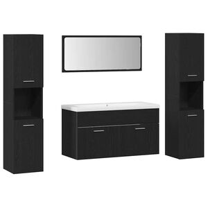 vidaXL Ensemble de mobilier de salle de bain 4 pi&egrave;ces Ch&ecirc;ne noir