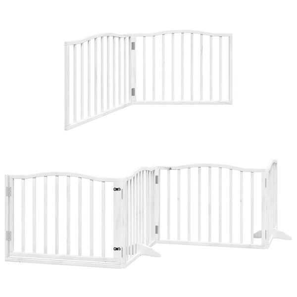 vidaXL Barri&egrave;re pour chien porte pliable 8panneaux blanc bois peuplier