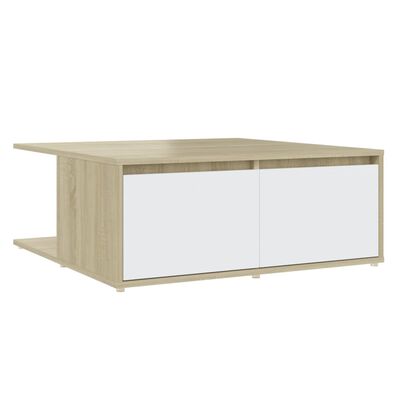 vidaXL Table basse blanc et chêne sonoma 80x80x31 cm bois d'ingénierie