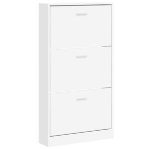 vidaXL Meuble &agrave; chaussures Blanc 59x17x108 cm Bois d'ing&eacute;nierie