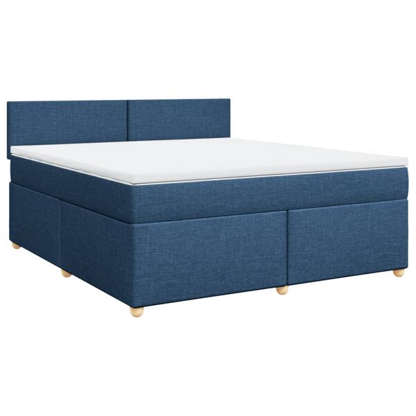 vidaXL Sommier &agrave; lattes de lit avec matelas Bleu 180x200 cm Tissu