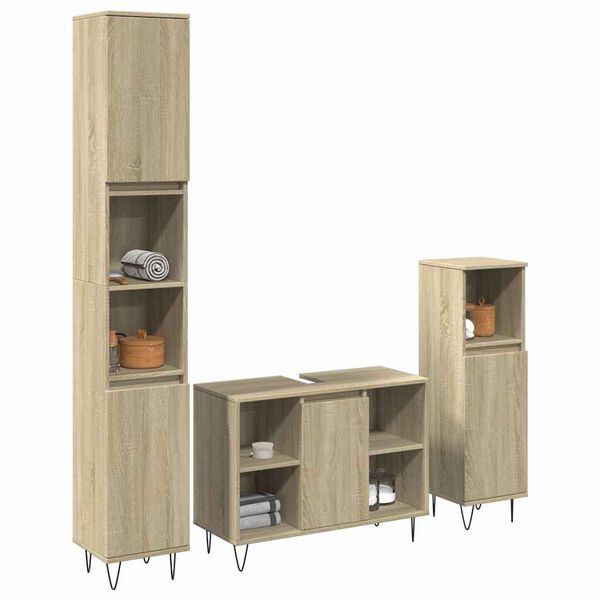 vidaXL Ensemble de meubles de salle de bain 3 pcs ch&ecirc;ne sonoma