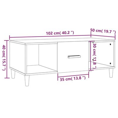 vidaXL Table basse blanc 102x50x40 cm bois d'ingénierie