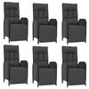 vidaXL Ensemble &agrave; manger de jardin coussins 7pcs Noir R&eacute;sine tress&eacute;e
