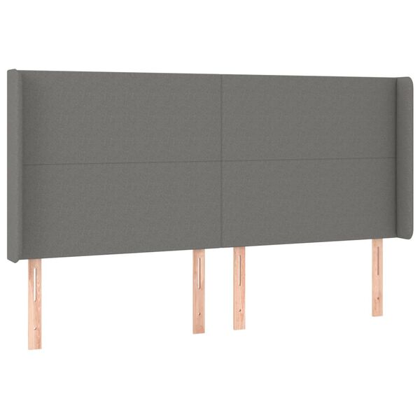 vidaXL T&ecirc;te de lit &agrave; LED Gris fonc&eacute; 183x16x118/128 cm Tissu