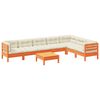 vidaXL Salon de jardin 8 pcs avec coussins marron cire bois pin massif