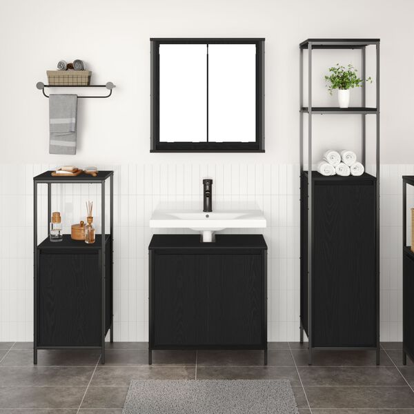 vidaXL Ensemble de mobilier de salle de bain 3 pcs Ch&ecirc;ne noir