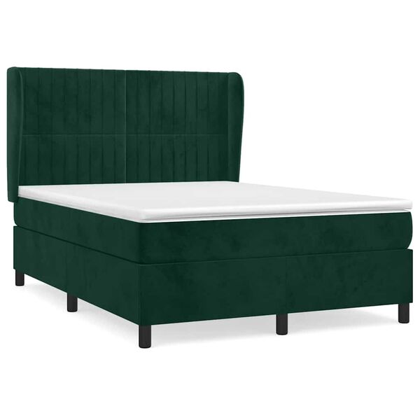vidaXL Sommier &agrave; lattes de lit et matelas Vert fonc&eacute; 140x200cm Velours