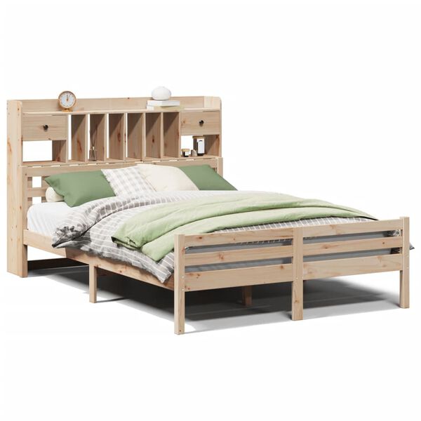vidaXL Lit biblioth&egrave;que sans matelas 140x200 cm bois massif de pin