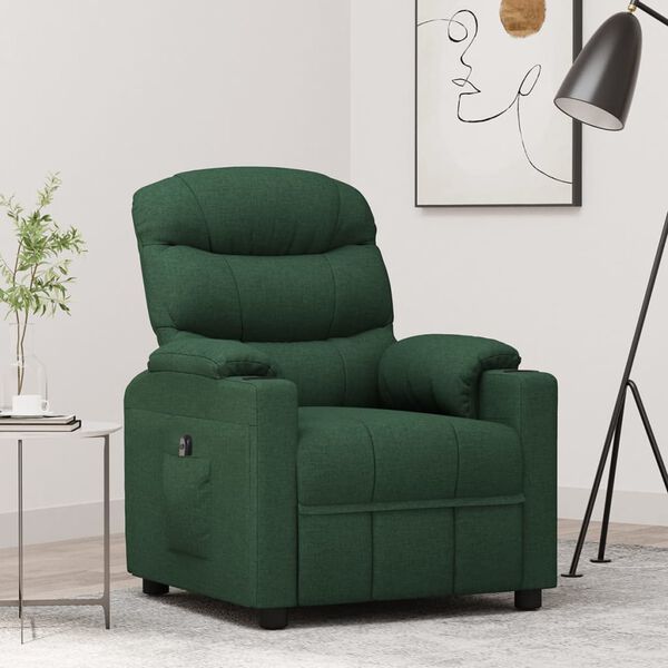vidaXL Fauteuil inclinable &eacute;lectrique Vert fonc&eacute; Tissu