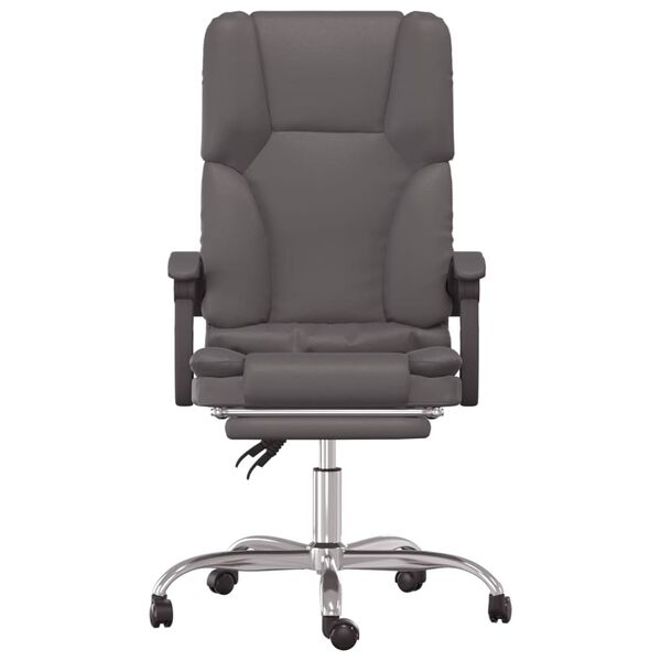 vidaXL Fauteuil de massage inclinable de bureau Gris Similicuir