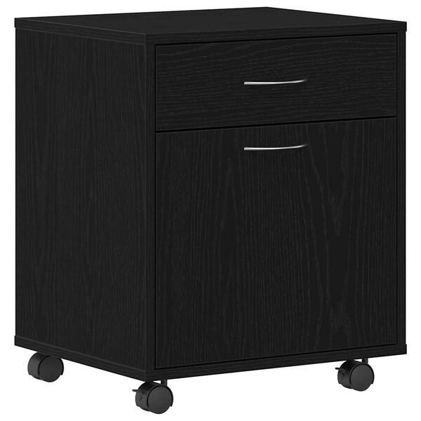 vidaXL Meuble roulant Ch&ecirc;ne noir 45 x 38 x 54 cm Bois d'ing&eacute;nierie
