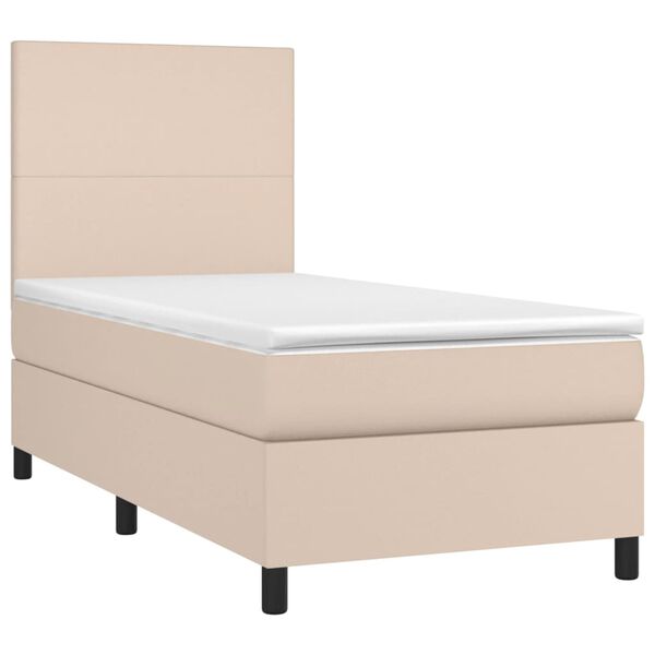 vidaXL Sommier &agrave; lattes de lit avec matelas Cappuccino 90x200 cm