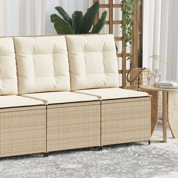 vidaXL Canapé inclinable de jardin avec coussins beige résine tressée