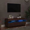 vidaXL Meuble TV avec lumi&egrave;res LED ch&ecirc;ne marron 100x35x40 cm