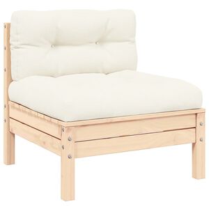 vidaXL Canap&eacute; central de jardin avec coussins cr&egrave;me Bois de pin massif