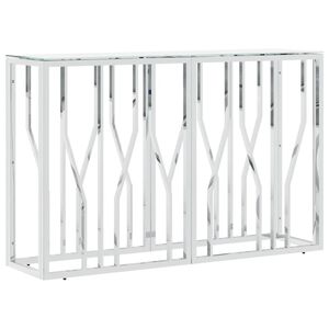 vidaXL Table console argent&eacute; 110x30x70 cm acier inoxydable et verre
