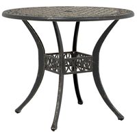 vidaXL Table de jardin bronze Ø90x75 cm aluminium coulé