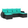 vidaXL Salon de jardin 6 pcs avec coussins noir r&eacute;sine tress&eacute;e