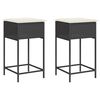 vidaXL Tabourets de bar jardin coussins lot de 2 noir r&eacute;sine tress&eacute;e