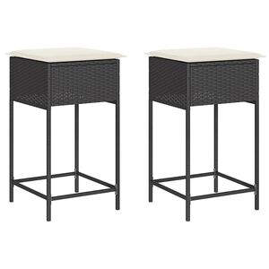 vidaXL Tabourets de bar jardin coussins lot de 2 noir r&eacute;sine tress&eacute;e