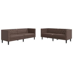 vidaXL Ensemble de canap&eacute; Chesterfield 2 pcs marron similicuir