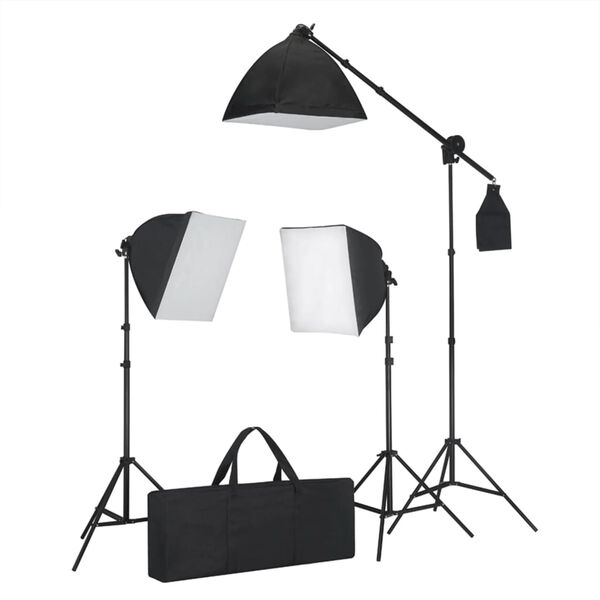 vidaXL Kit de studio photo avec lampes toile de fond et r&eacute;flecteur