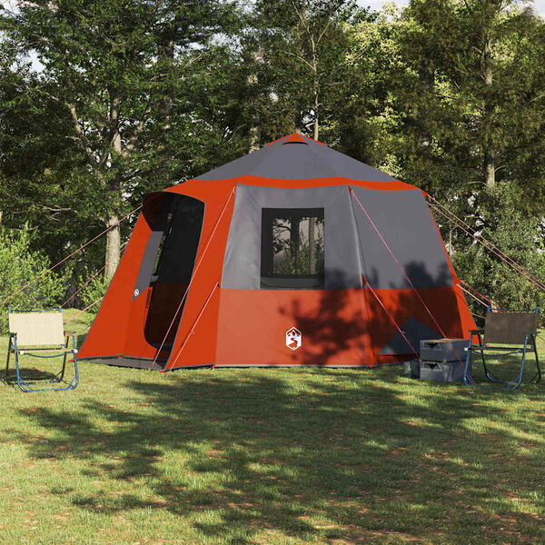 vidaXL Tente Cabane avec toit Gris et orange 405 x 405 x 273 cm