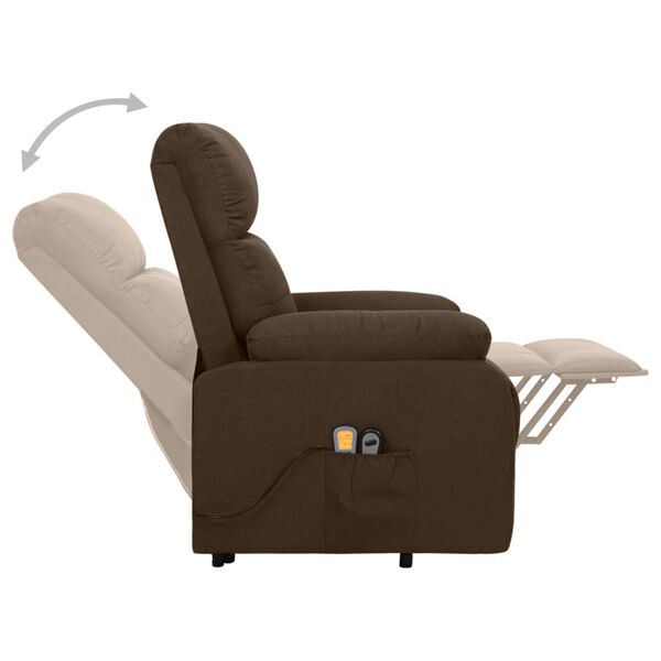 vidaXL Fauteuil de massage Marron fonc&eacute; Tissu
