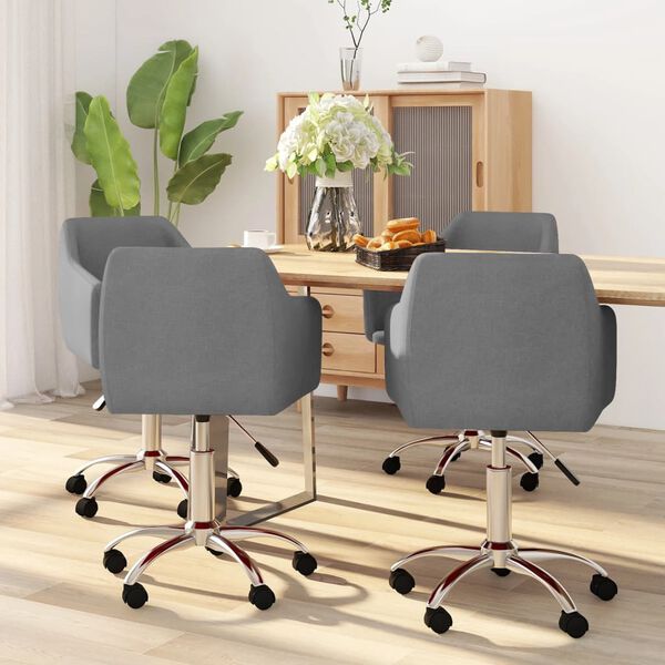 vidaXL Chaises pivotantes &agrave; manger lot de 4 Gris clair Tissu
