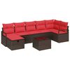 vidaXL Ensemble de Canap&eacute;s avec coussin Marron et rouge polyrotin