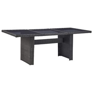 vidaXL Table &agrave; manger Noir 200x100x74 cm Verre et r&eacute;sine tress&eacute;e